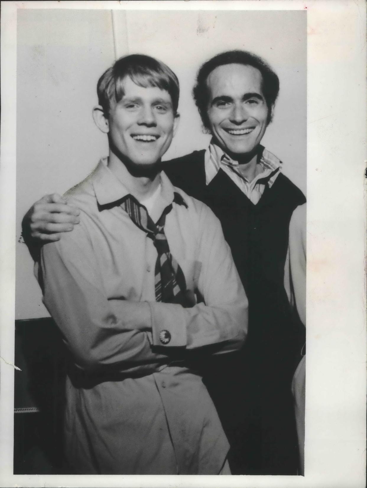 Producer Thomas L. Miller, right, takes a minute with Ron Howard in 1974, the year "Happy Days" debuted on ABC. Miller drew from his memories growing up in Milwaukee for the popular series.