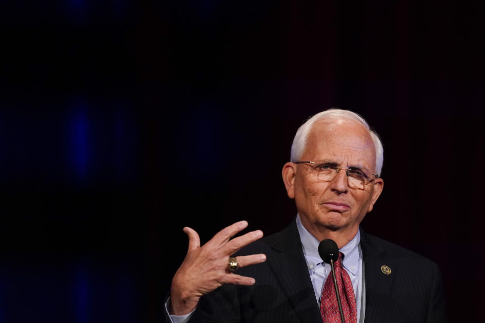 Georgia U.S. Senate candidate Gary Black participates in a Republican primary debate on Tuesday, May 3, 2022, in Atlanta. (AP Photo/Brynn Anderson, Pool)