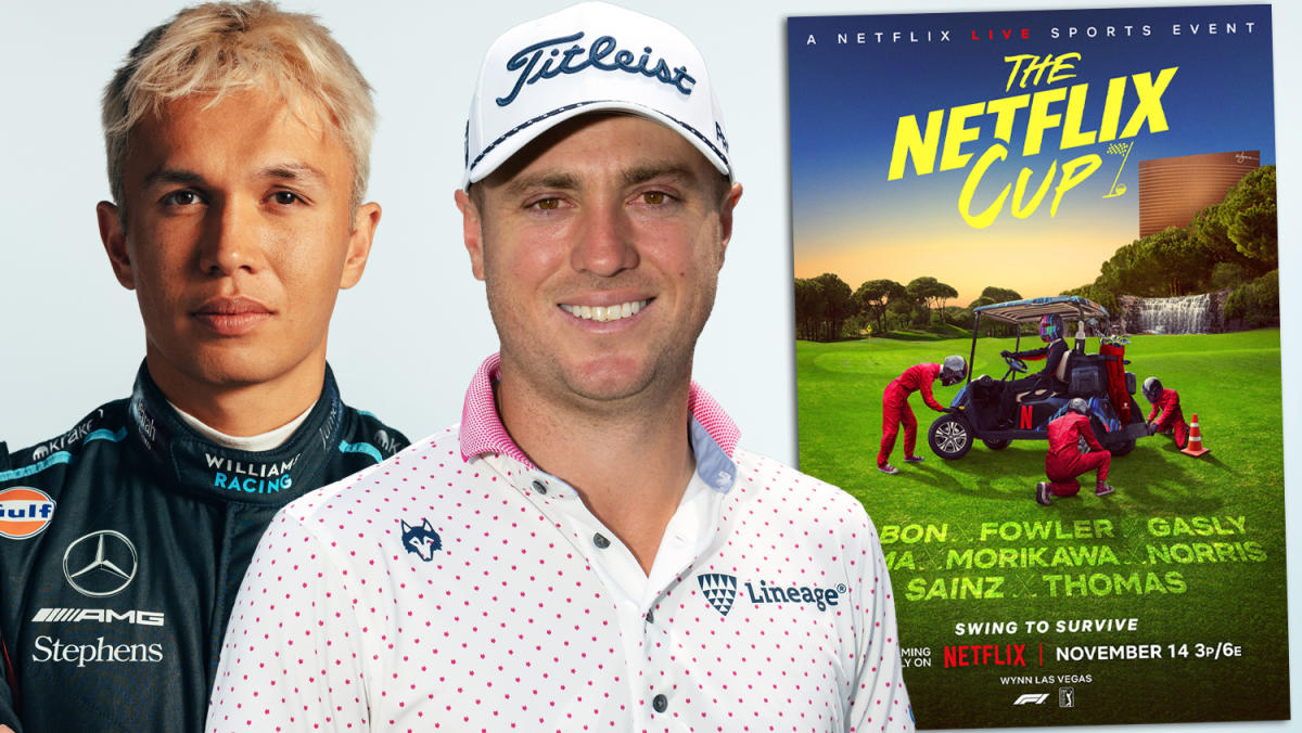 Carlos Sainz breaks Netflix Cup trophy he won with Justin Thomas