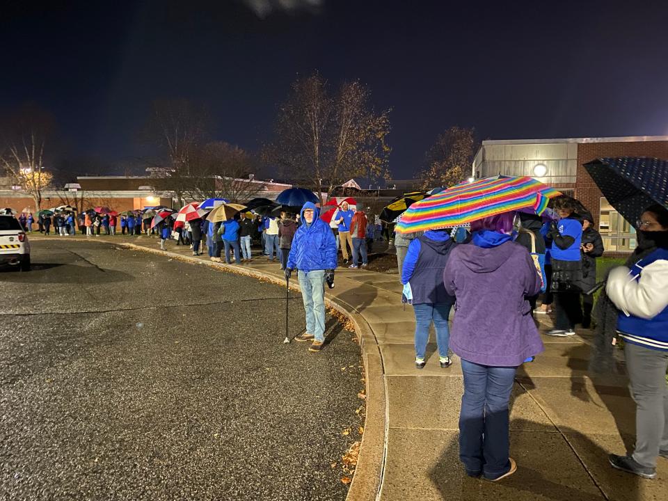 Approximately 200 teachers, parents and community members came together for an informational picketing rally in support of Pleasant Valley teachers, held before the district's regularly-scheduled school board meeting.