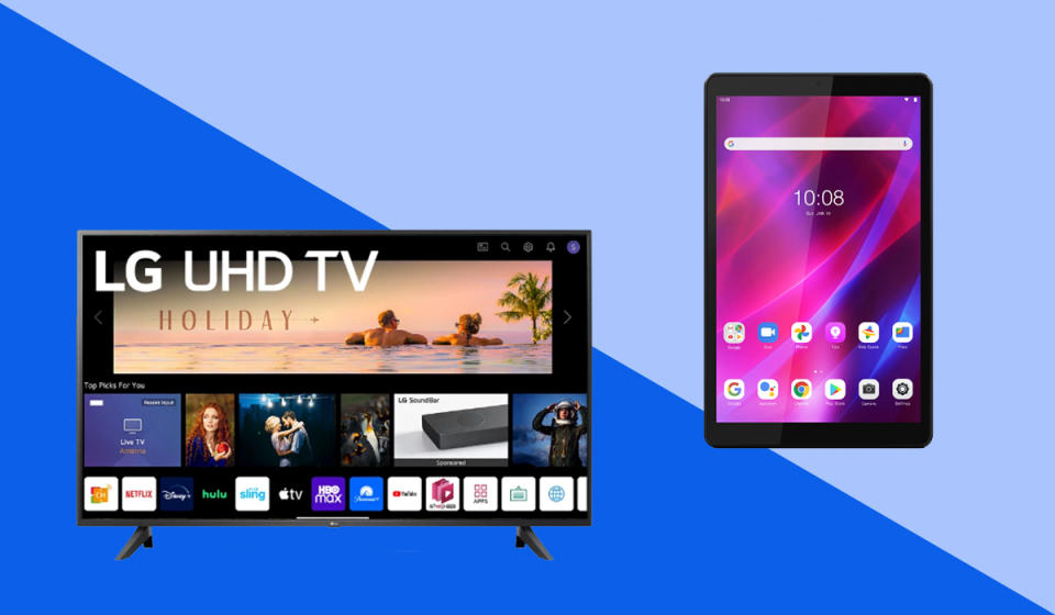 LG tv and Lenovo tablet on sale