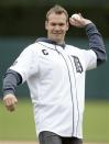 Detroit Red Wings captain Nicklas Lidstrom throws out a ceremonial first pitch before the Detroit Tigers baseball game against the New York Yankees Thursday, May 13, 2010, in Detroit. (AP Photo/Duane Burleson)