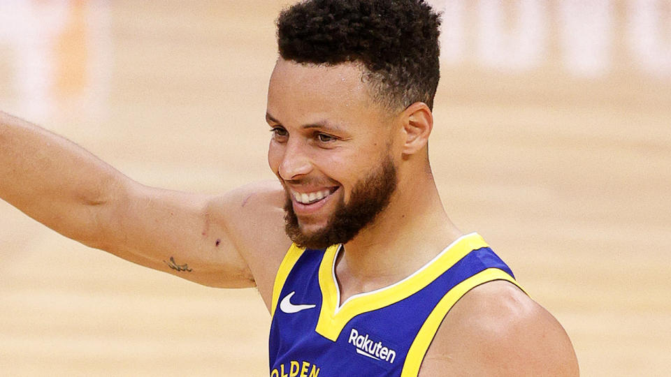 Steph Curry became the highest scoring player in Golden State Warriors history on Tuesday, surpassing NBA legend Wilt Chamberlain's record, which was set in 1964. (Photo by Ezra Shaw/Getty Images)