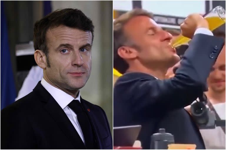 El video viral de Emmanuel Macron al hacer fondo blanco de cerveza