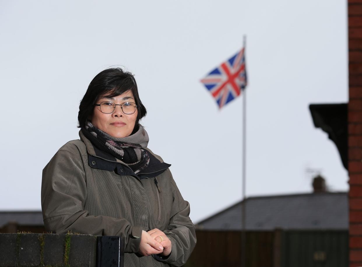 North Korean-born Jihyun Park, who fled to the UK 13 years ago and is now standing as a Conservative Party candidate for up-coming local council elections, poses for a photograph in Bury, northwest England, February 6, 2021. - Jihyun Park shares the civic concerns of any other would-be town councillor in Britain, from local education to potholes in the roads. But she is unique in one regard: no other candidate has fled North Korea. Park is believed to be the first defector from the oppressive state to have run for office in any country, other than South Korea, after fleeing human trafficking in China and the brutal privations of a North Korean prison camp. (Photo by Lindsey Parnaby / AFP) (Photo by LINDSEY PARNABY/AFP via Getty Images)