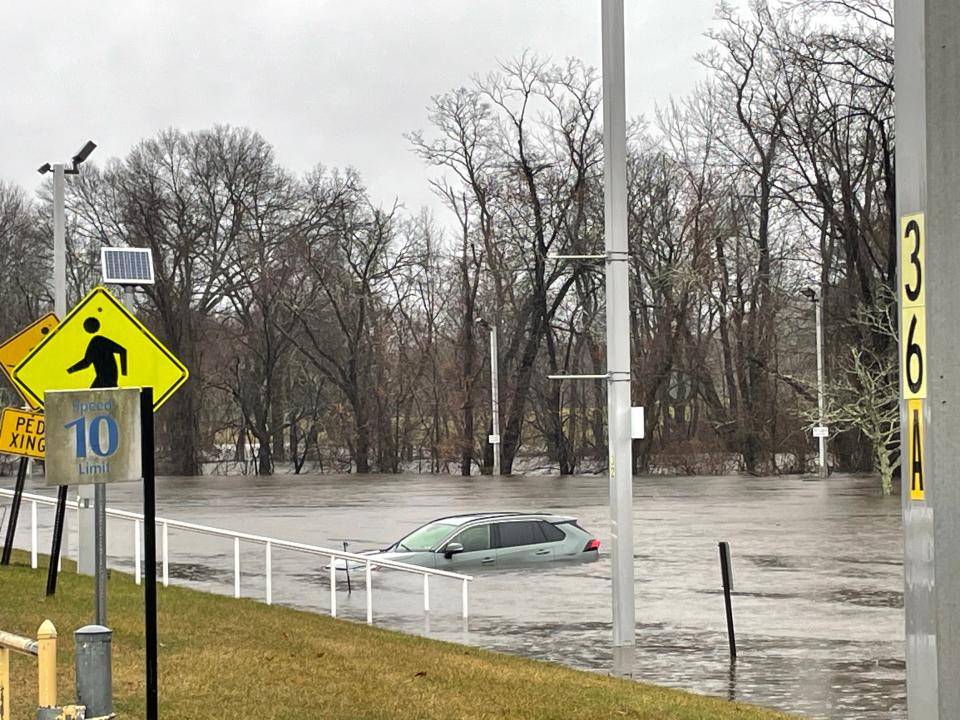 Flooding near St. Clare's Hospital in Denville, Monday, December 8,2023