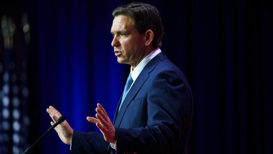 Florida Gov. Ron DeSantis (R) addresses the Faith and Freedom Coalition’s Road to Majority conference in Washington, D.C., on Friday, June 23, 2023.