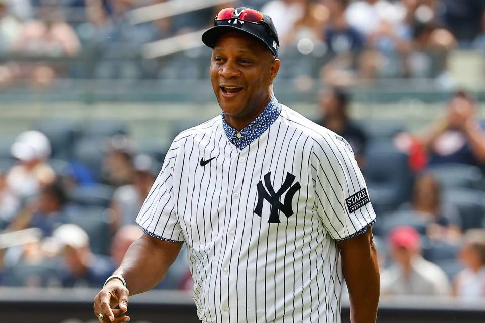 <p>Rich Graessle/Icon Sportswire via Getty</p> Darryl Strawberry during the 75th New York Yankees Old Timers Day on Sept. 9, 2023 at Yankee Stadium in the Bronx, New York