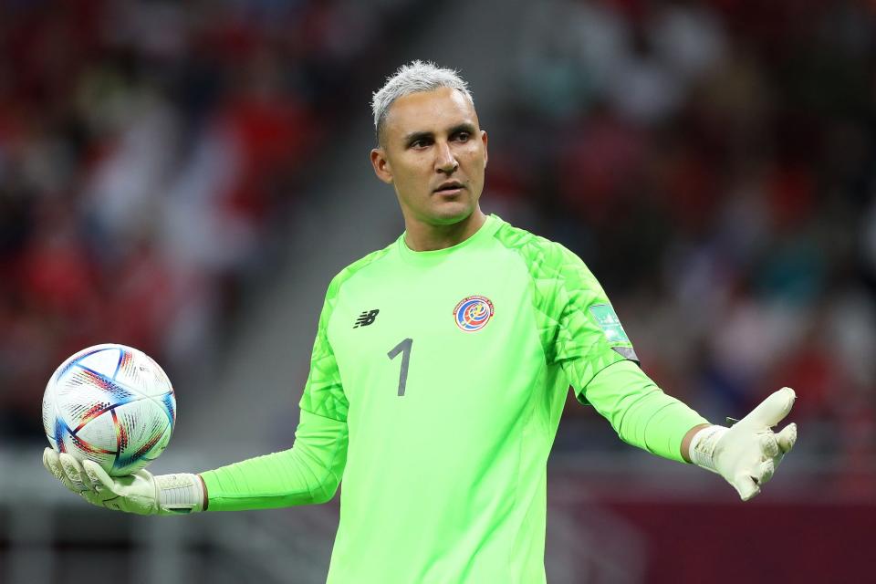 Keylor Navas of Costa Rica reacts during the 2022 FIFA World Cup Playoff match between Costa Rica and New Zealand at Ahmad Bin Ali Stadium.