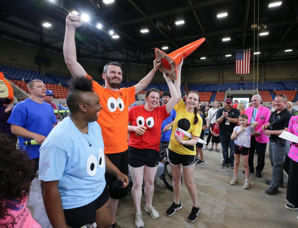 JenCare won the Cone Eater award during the Kentucky Derby Festival’s Great Bed Races at Broadbent Arena in Louisville, Ky. on May 2, 2022.  