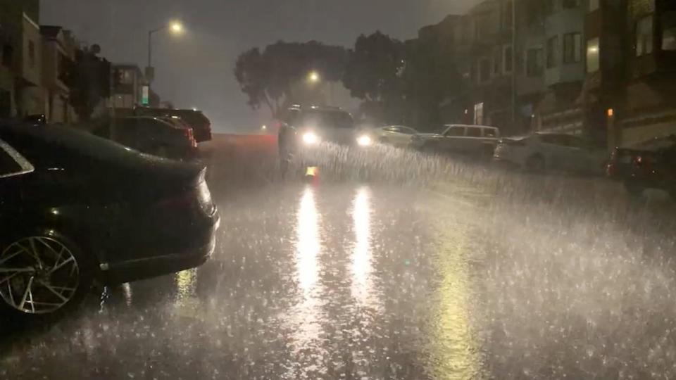 PHOTO: Heavy rainfall is seen, Jan. 31, 2024, in San Francisco.  (KGO)