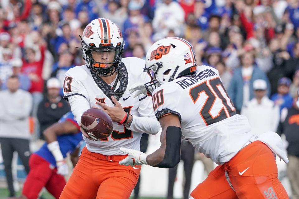 The Oklahoma State offense faces a tough test against an Iowa State defense that allows just 16.3 points per game.
