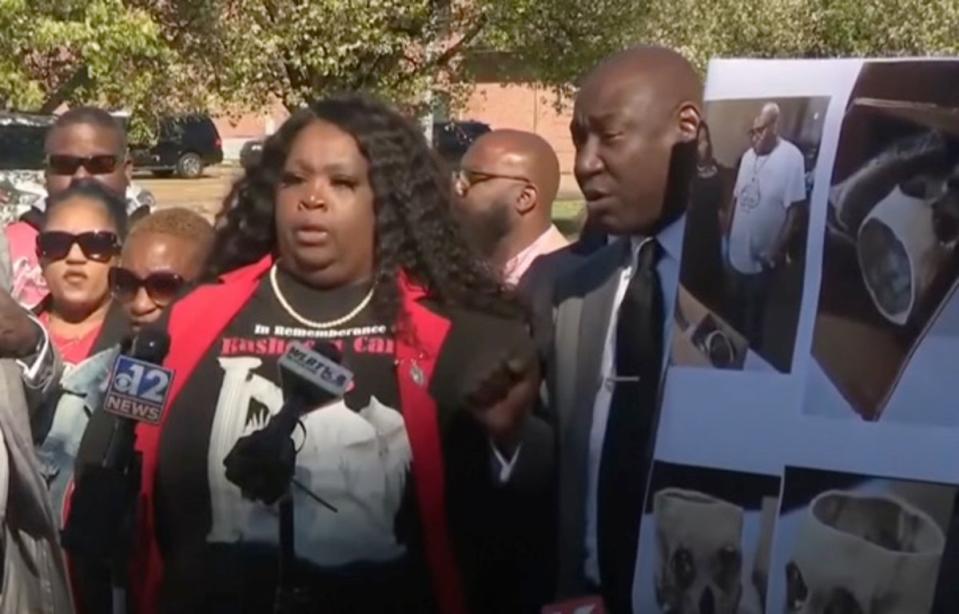 Rasheem Carter’s mother Tiffany Carter and attorney Ben Crump speak at press conference (ABC24)