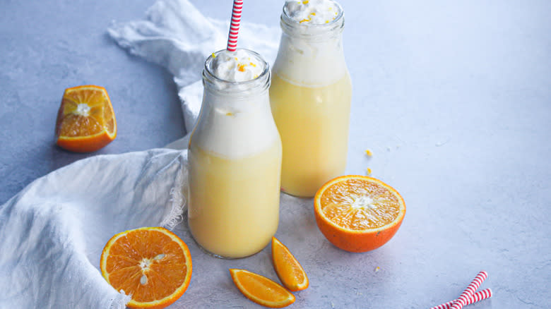 orange drinks in bottles