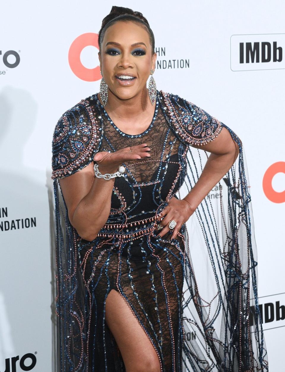 Vivica A. Fox sparkles at the Elton John AIDS Foundation Oscar Viewing Party. 