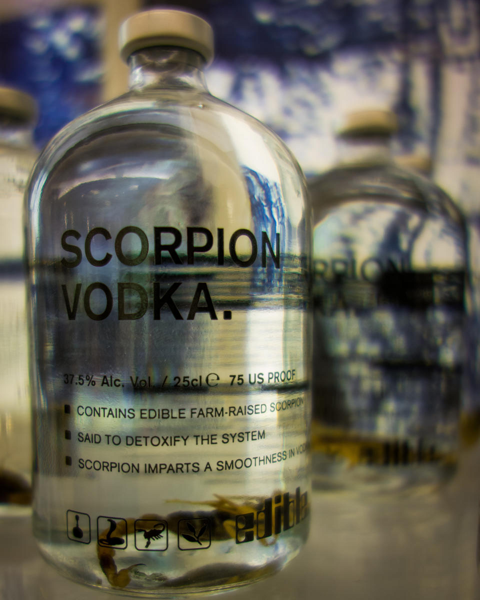 As if vodka needed a <i>real</i>&nbsp;edible Chinese-bred scorpion to sting the palate even more, you can use this vodka in a mixed drink or take it straight up. The eight-legged critter&nbsp;is said to "<a href="http://www.firebox.com/product/1468/Scorpion-Vodka" target="_blank">add a subtle woody taste</a>." Yum.