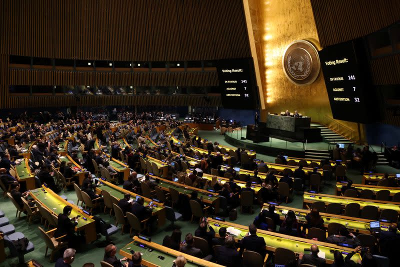 U.N. General Assembly holds high-level meeting on adoption of a resolution on Ukraine, in New York