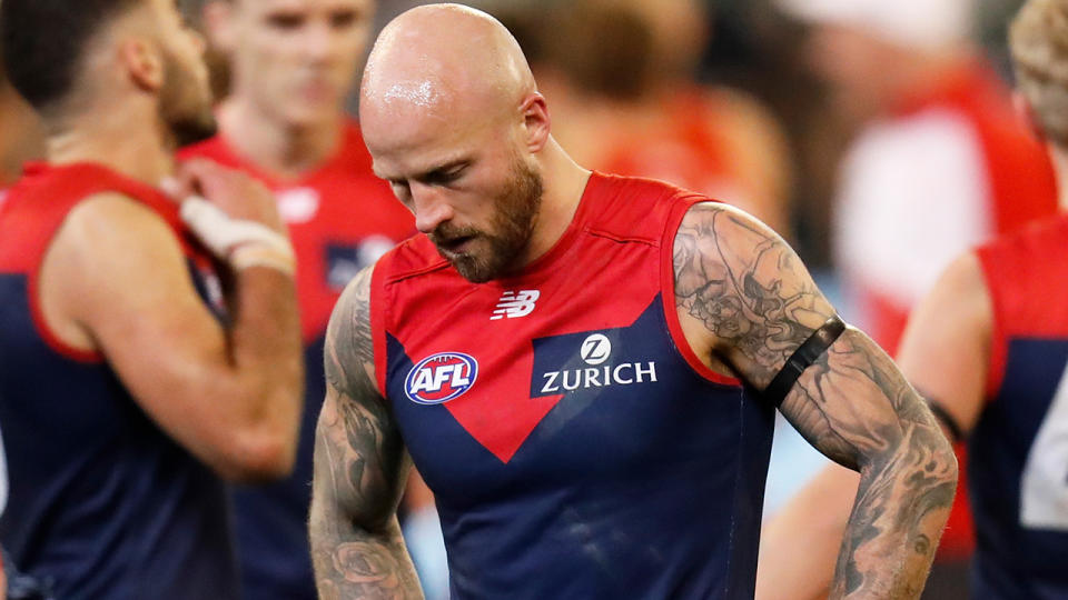 A torrid 2019 season has hit the Melbourne Demons in the hip pocket, with reduced crowds estimated to have cost the club up to $1.5 million. (Photo by Michael Willson/AFL Photos via Getty Images)