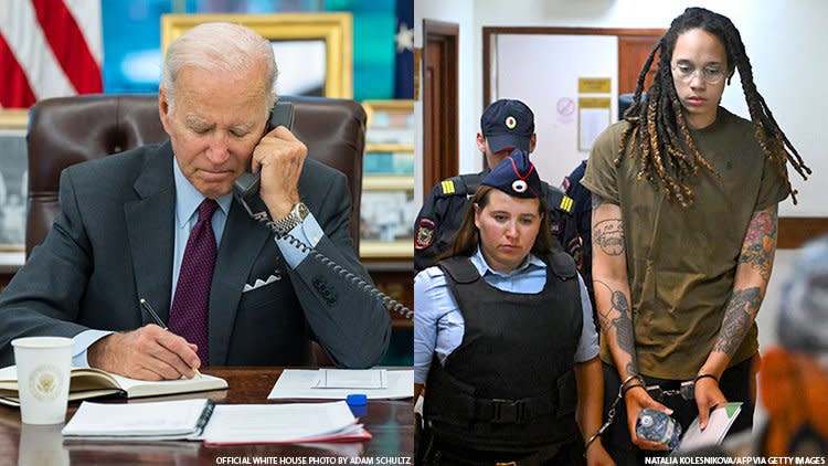 President Joe Biden and Brittney Griner