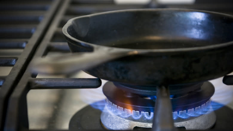 cast iron skillet on stove