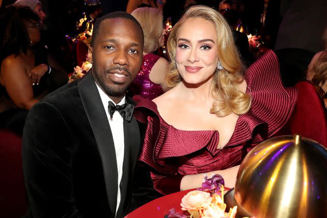 <p>Johnny Nunez/Getty</p> Rich Paul and Adele at the GRAMMY awards in February