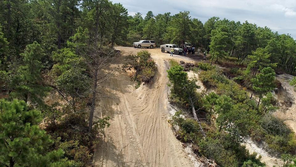 Trails are cut into the Pine Barrens by off-roaders are shown at the Forked River Mountains in Lacey Township Monday, September 16, 2019