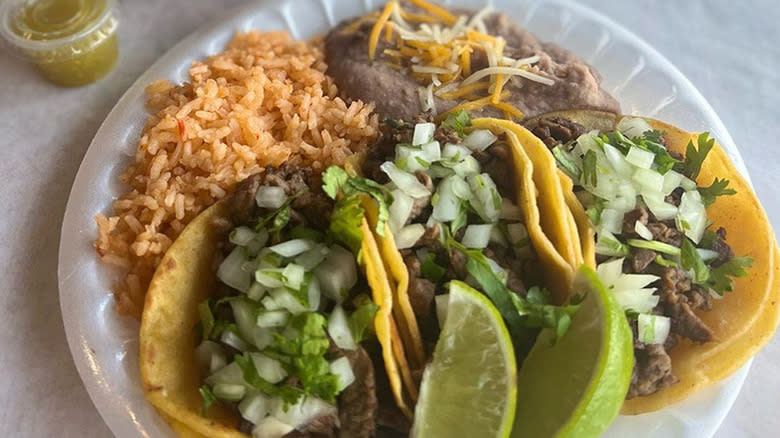 Street tacos, rice