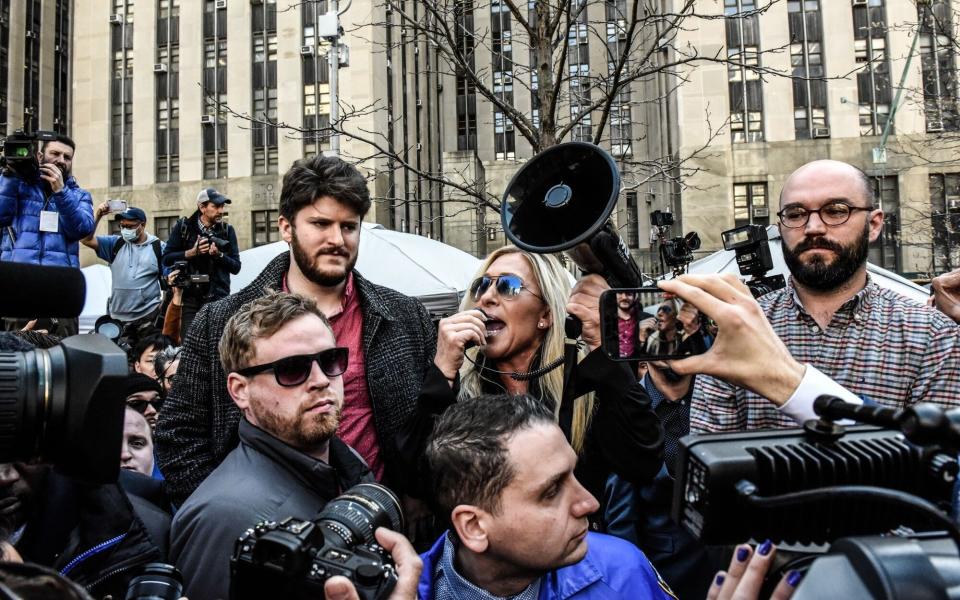 Representative Marjorie Taylor Green, a Republican from Georgia, during a rally in support of Trump - Stephanie Keith / Bloomberg