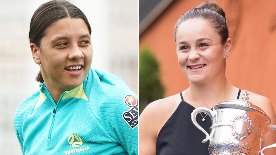 On the left is Aussie football star Sam Kerr and Ash Barty on the right.