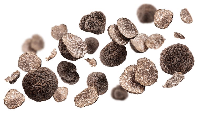 sliced black truffles