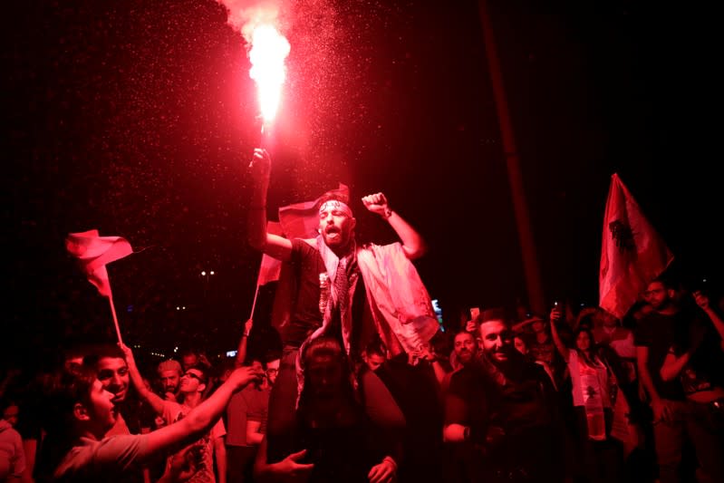 Demonstration following a broadcasted interview by Lebanese President Michel Aoun, during ongoing anti-government protests in Beirut