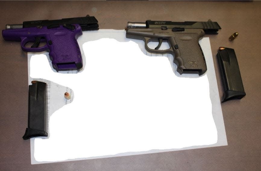Handguns and ammunition confiscated from two 14-year-olds who were hanging out on Prospect Avenue in Asbury Park on Monday, June 13, 2022.