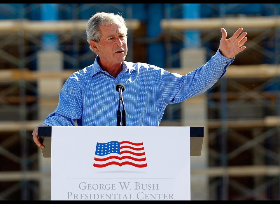 George W. Bush is 5 feet and 11 3/4 inches tall, according to <em><a href="http://www.usatoday.com/news/politicselections/nation/president/2004-06-23-bush-kerry-cover_x.htm" target="_hplink">USA Today</a></em>.