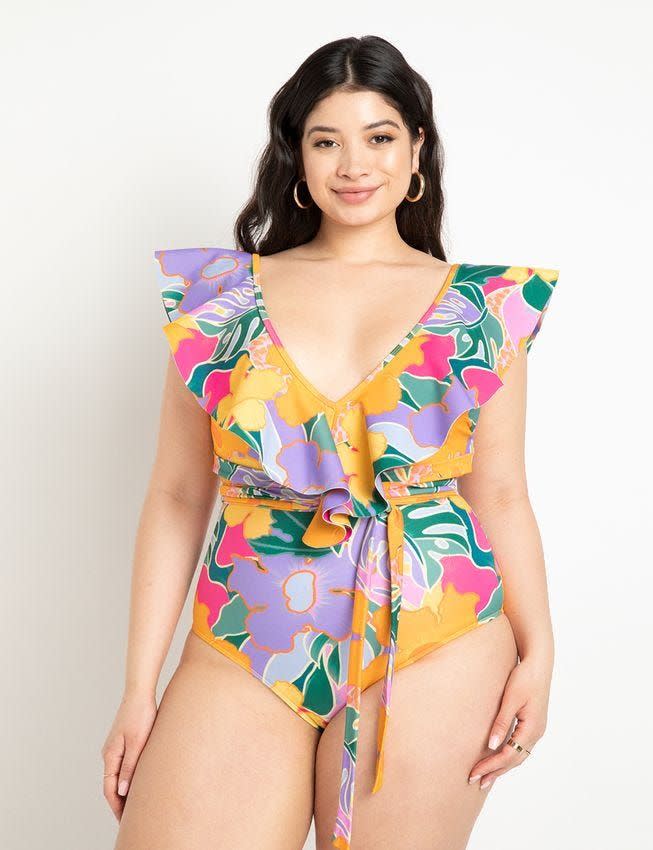 12) Ruffle Shoulder One-Piece with Belt