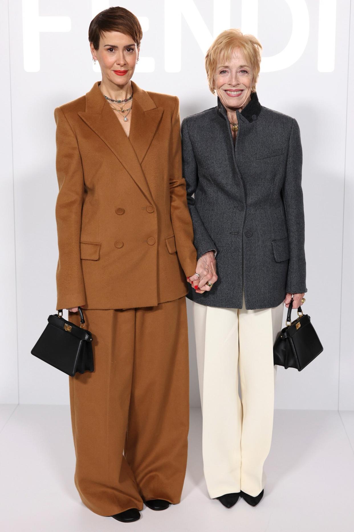 Sarah Paulson and Holland Taylor attend the Fendi Couture fashion shows on January 26, 2023 in Paris, France.