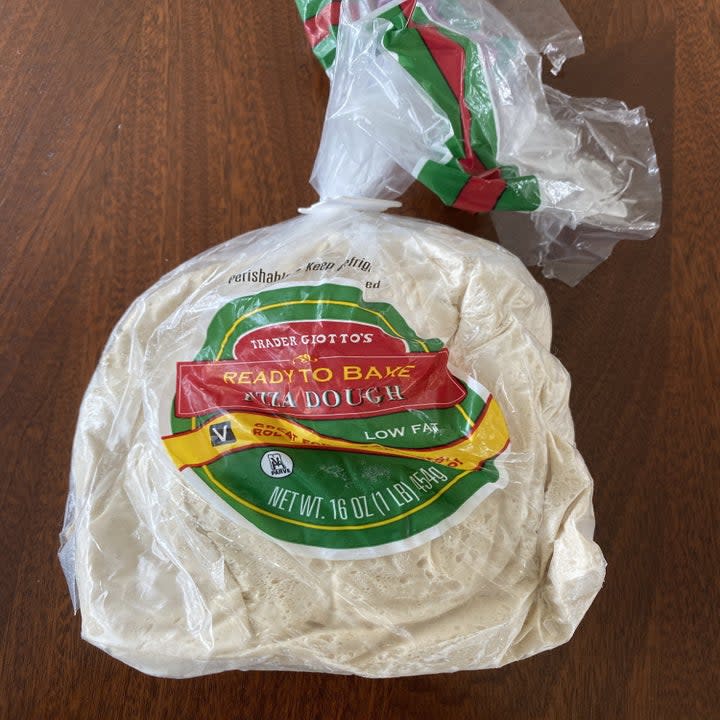 A bag of pizza dough.