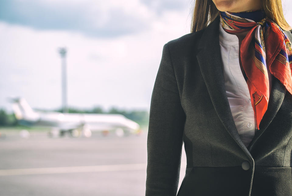 Stewardess on the airfield.