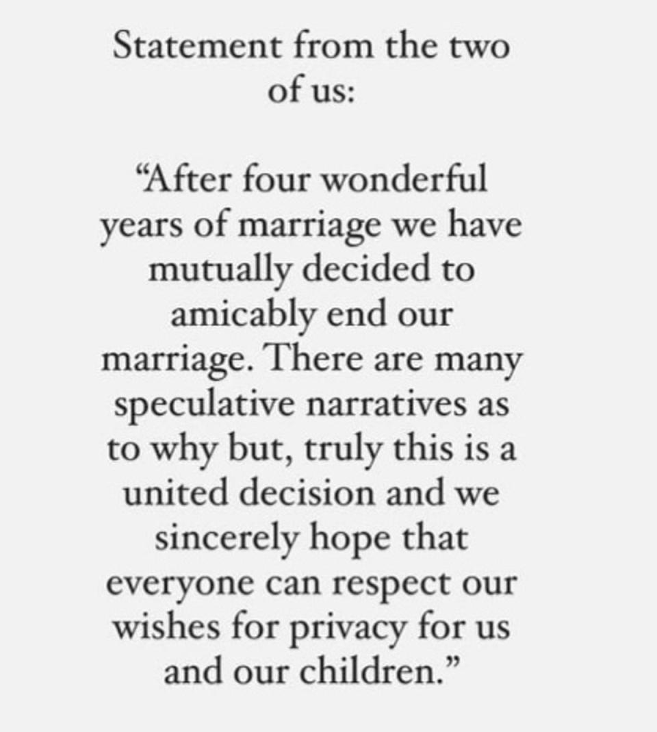Joint statement issued by Joe Jonas and Sophie Turner (Sophie Turner/instagram)