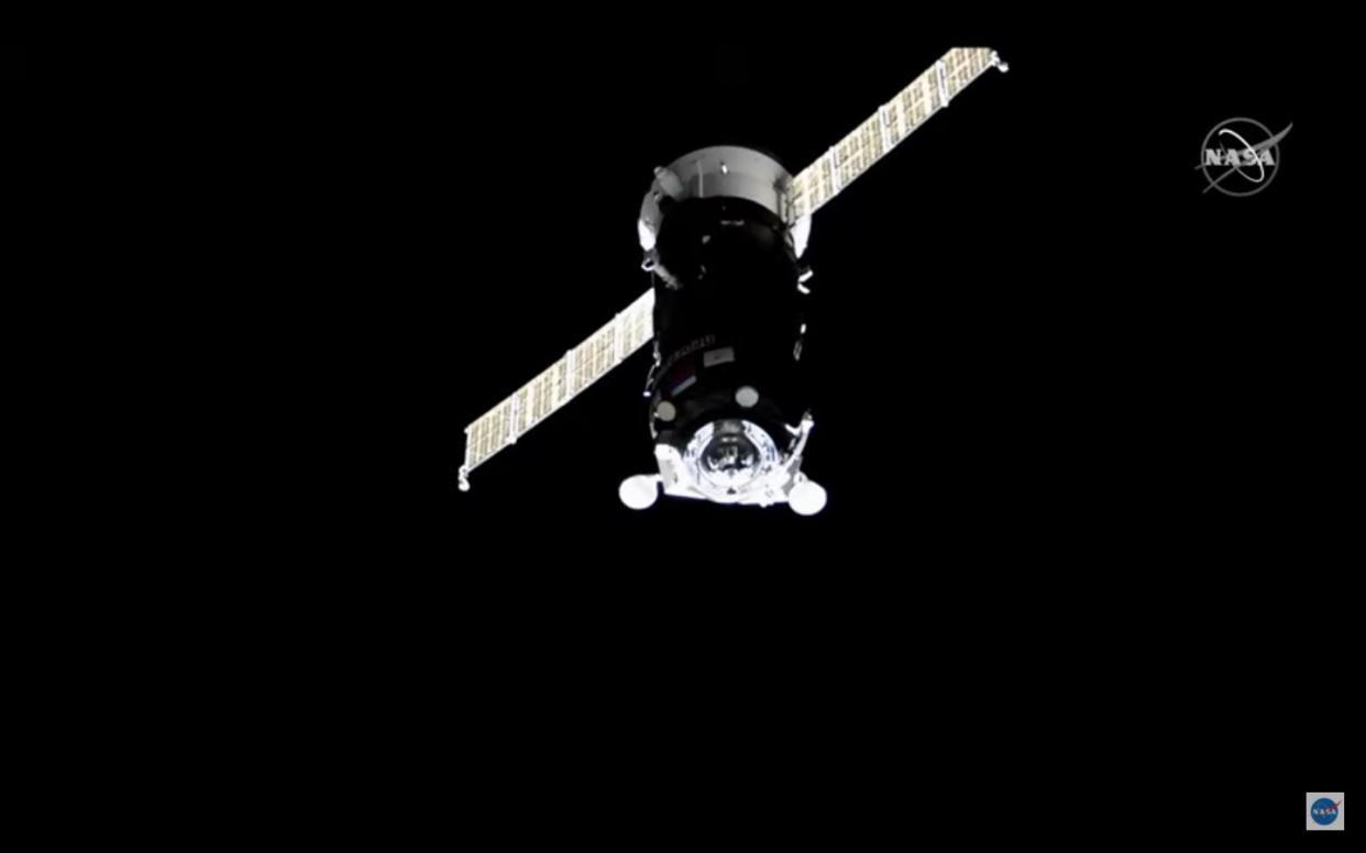  Russia's robotic Progress 80 cargo spacecraft approaches the International Space Station on Feb. 17, 2022. 