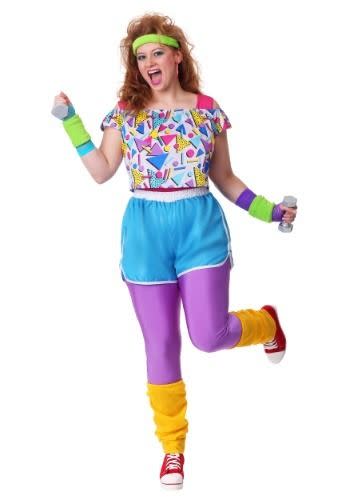 2) Women's Plus Size Work It Out 80s Costume