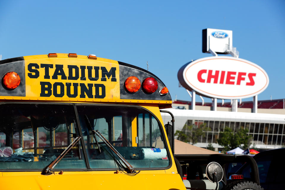 KANSAS CITY, MO - SEPTEMBER 7: Stadium exterior before the game between the Kansas City Chiefs and Tennessee Titans at Arrowhead Stadium on September 7, 2014 in Kansas City, Missouri.  (Photo by Wesley Hitt/Getty Images)