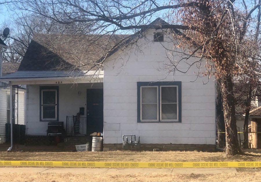 Yellow Crime Scene tape could be seen strung Saturday in front of a house at 405 S.W. Tyler, where Topeka police had been called after a gunshot homicide took place. Police announced Tuesday morning they had made an arrest in the case.