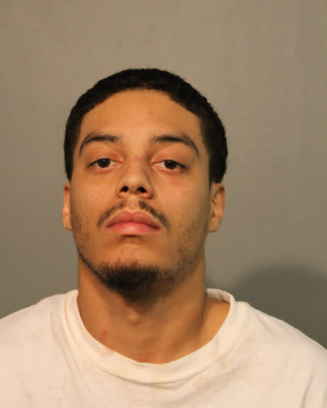 This photo provided by the Chicago police department shows Travis McCoy. Charges were filed against the parents of a 1-year-old boy who was shot in the head as his parents struggled over a gun inside a Chicago home, police announced Wednesday, Jan. 29, 2020. Travis McCoy, 26, was charged with felony false alarm to 911 and misdemeanor child endangerment. Adriana Smith, 28, is charged with felony obstruction of justice and misdemeanor child endangerment. (Chicago Police via AP)