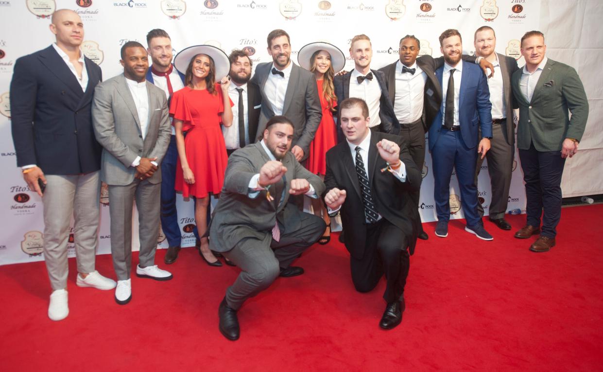 Members of the Green Bay Packers football team pose for a picture on the red carpet at the Fillies & Stallions party at the Mellowood Arts Center.03 May 2019