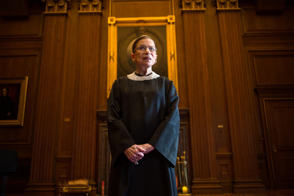 Ginsburg marks her 20th anniversary on the bench in the East Room at the U.S. Supreme Court on August 30, 2013.<span class="copyright">Nikki Kahn—The Washington Post/ Getty Images</span>