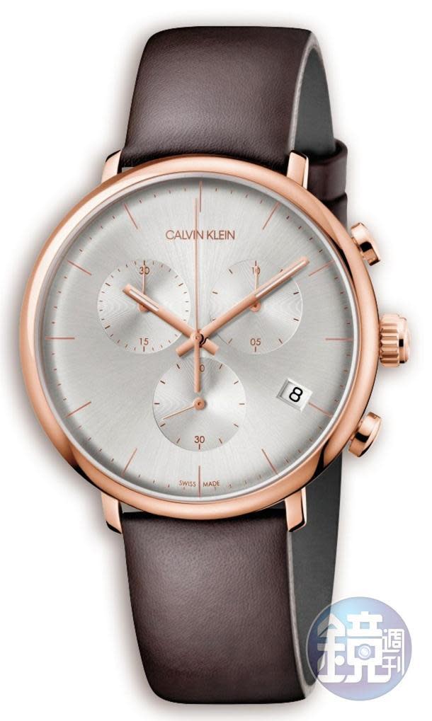 Calvin Klein Watches+Jewelry High Noon巔峰系列三眼計時腕錶，NT$12,500。