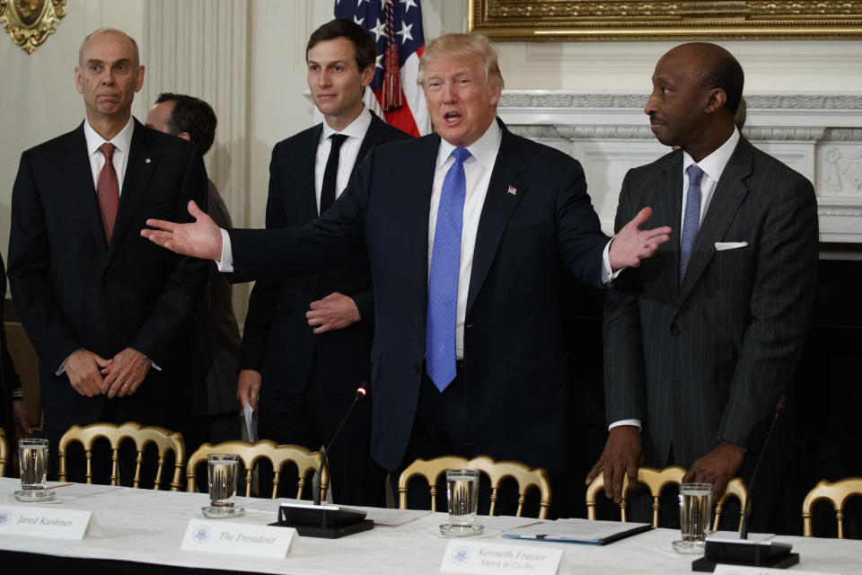 US factory CEOs to Trump: Jobs exist; skills don’t (AP Photo/Evan Vucci)