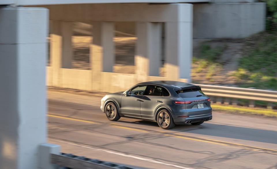 <p>Rated to tow up to 7700 pounds as long as the trailer has its own brakes, the Cayenne Turbo can perform mundane SUV chores as well as it can tackle a track.</p>