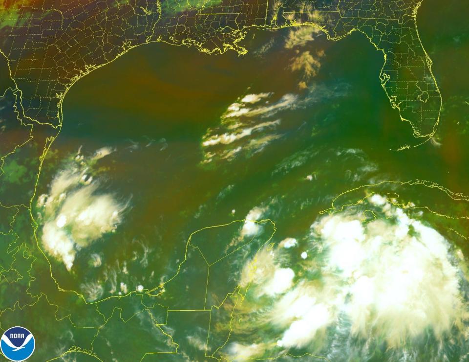 A GOES satellite view of Tropical Storm Idalia.