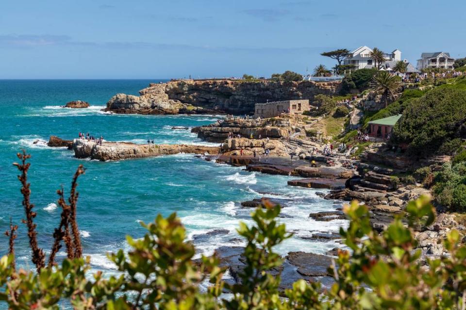 A view along the coastline of Hermanus, South Africa.